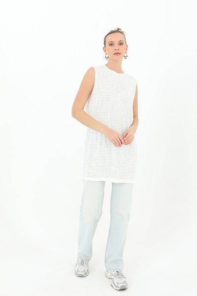 Modamorfo Women's Zero Sleeve Stone Tunic -24S-10525Tun
