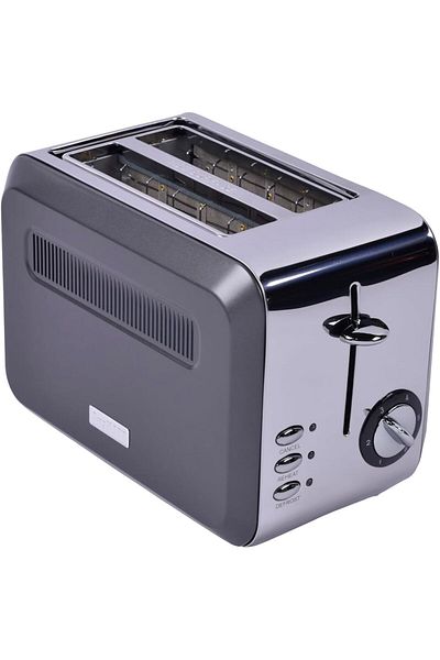 AC BOX Gem Titan Bright Silver Grey Two Slice Toaster Ac Box 861931