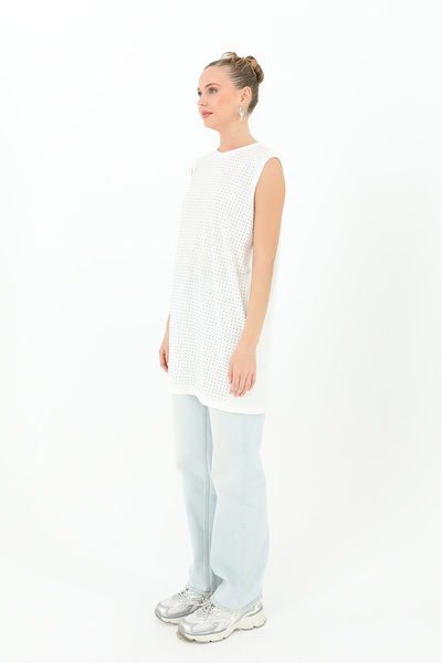 Modamorfo Women's Zero Sleeve Stone Tunic -24S-10525Tun