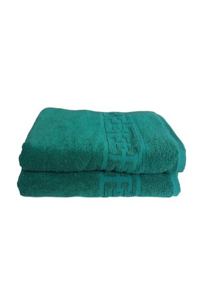 OEM Set 2 Towels, Green, 849-PR, 100% Cotton, Greek Border, 70x140 cm