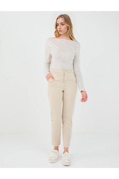 Jimmy Key Beige Long Sleeve Boat Neck Knitted Blouse