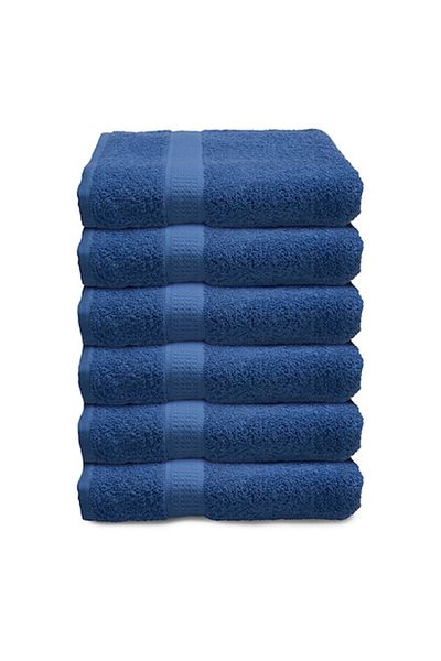 OEMN Set 6 Cotton Towels Vitality Pur, Blue, 73 x 130 cm