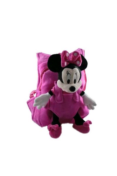 Bubu-Still Ghiozdan gradinita, Bubu Still, din plus, cu jucarie detasabila, Model animalut, Minnie Mouse, 26 x