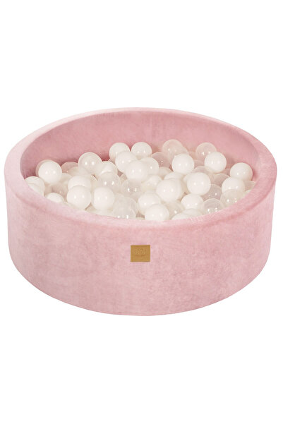 Meowbaby Piscina uscata cu 200 de bile (Alb, Transparent) , 90x30 cm, Catifea...