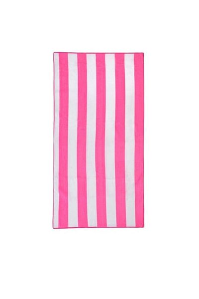 Diakakic Beach Towel, Microfiber, Stripes, White/Pink, 75x150 cm