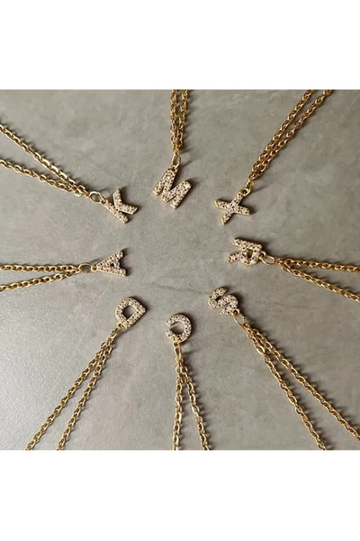 PURE BERRY ZİRKON TAŞLI HARF KOLYE A'DAN Z'YE GOLD RENK