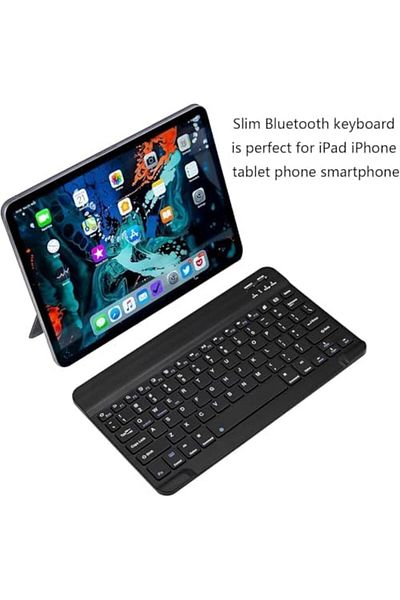 Shopi NEW Ultra-Slim Bluetooth Keyboard Portable Mini Wireless Keyboard Rechargeable Compatible for Apple