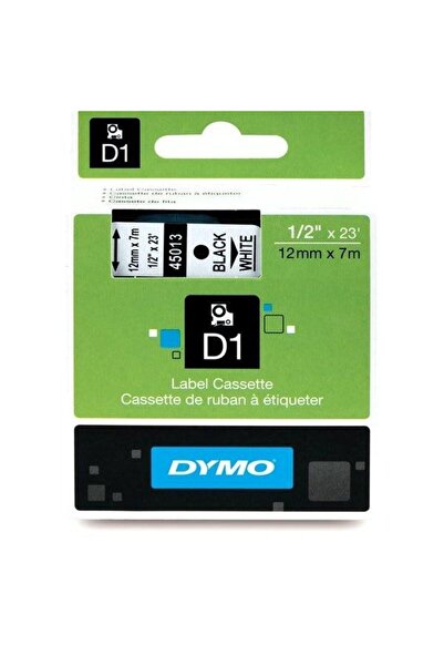 Dymo S0720530 D1 Panglică de rezervă, 12 mm x 7 m, alb-negru (45013)