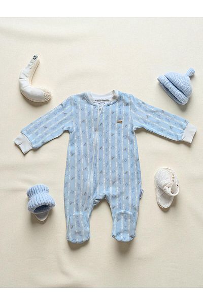 Babydola Baby Zippered Combed Cotton 100% Cotton Footed Jumpsuit