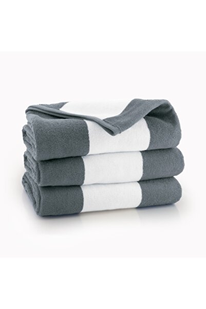 Zwoltex Beach towel with stripes, Zwoltex, Cotton, 100x160 cm, 380 g/m², White/Grey