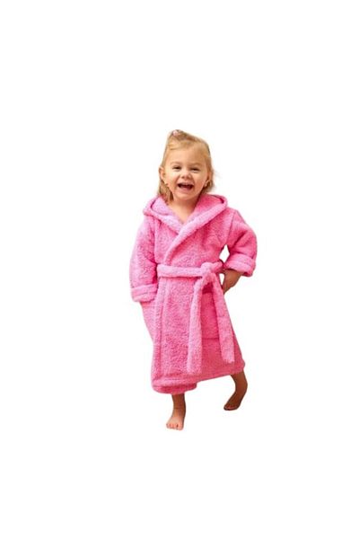 E EFRALL Bathrobe for children 2 years with hood, adjustable belt and pocket pink - Concept E Efrall