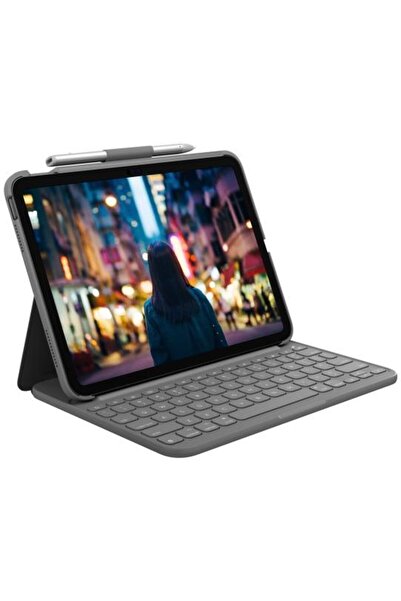 logitech Husă cu tastatură Slim Folio pentru iPad 10, UK, gri