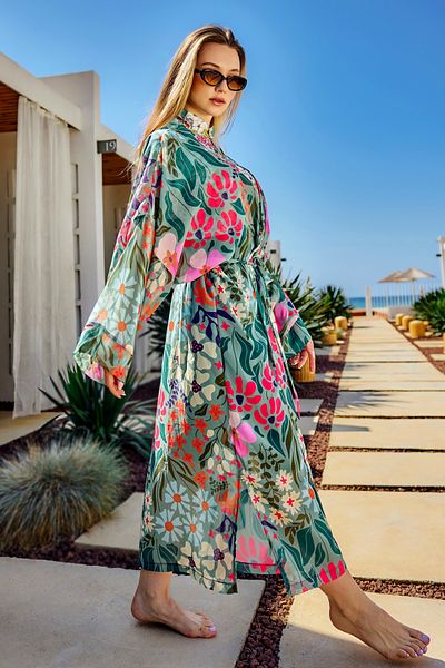 Remsa Mayo Remsa Hijab Swimsuit Single Kaftan Kimono Pareo Green RP026 Patara