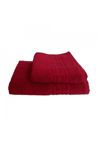 DeNikos Set 2 prosoape groase si pufoase, bumbac, model grecesc, Rosu, Denikos®