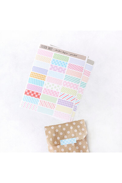 Bimotif Şerit sticker bant, geometrik, 30 adet (1 sayfa)