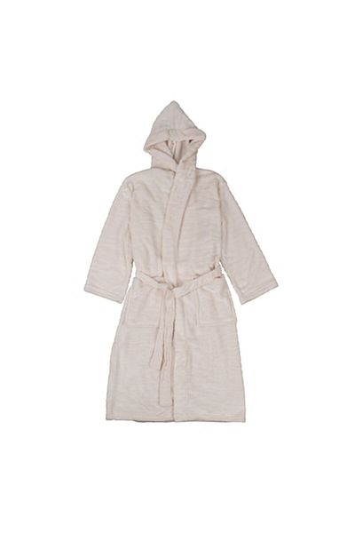 OEP Unisex Bathrobe Edenhome, Fleece Material, Ribbed Model, Cream Color, Size L