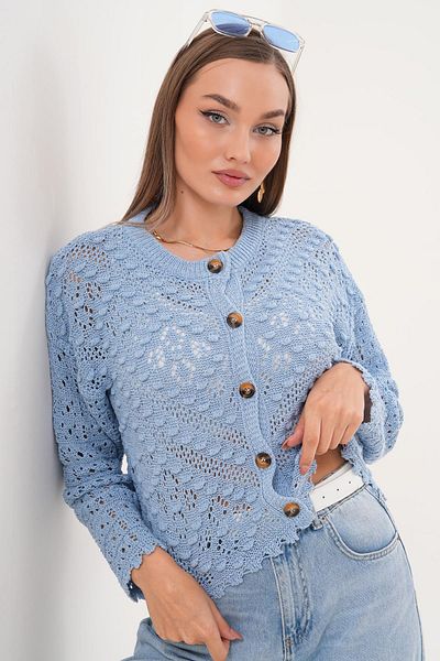 ŞİMAL Women's Pompom Patterned Buttoned Knitwear Knitted Cardigan 255216 -