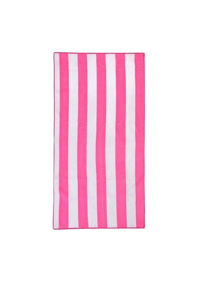 Diakakic Beach Towel, Microfiber, Stripes, White/Pink, 75x150 cm