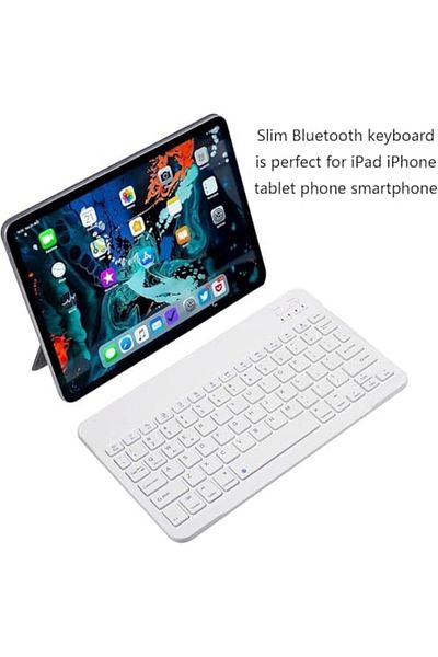 Shopi New Ultra-Slim Bluetooth Keyboard Portable Mini Wireless Keyboard Rechargeable Compatible for Apple