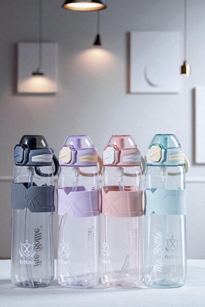 Nandy Home Model with Logo, Water Bottle with Straw and Cleaner, Water Bottle 1Lt.