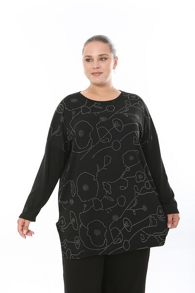 MODA LİZZA Women's Lycra Viscose Fabric Large Size Tunic One Size Bust Size 150 cm