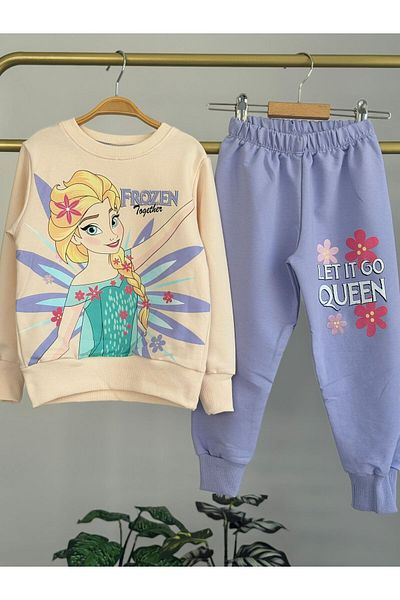 LİLLYPİCCA Girl's 2-Piece Set Long Sleeve Sweatshirt - Elastic Waist Combed Cotton Trousers