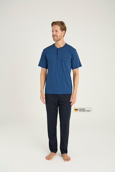 KLY Super Battal Midi Collar Short Sleeve Modal Fabric Pajamas Suit
