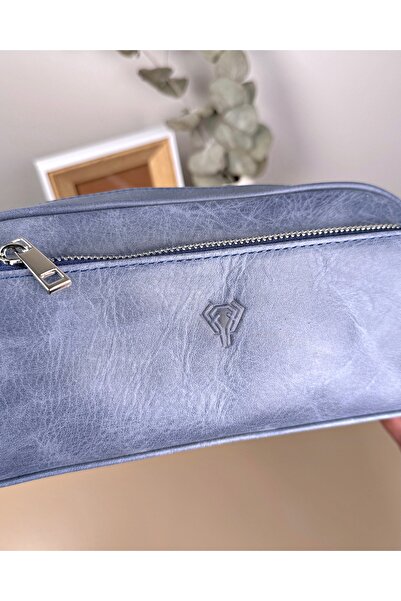 Fil Deri Чоловічий гаманець з натуральної шкіри з ручкою та застібкою-блискавкою, синій колір 2109