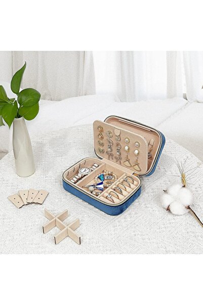 Arzu Güzel Cosmetics Velvet Covered Zipper Jewelry Box for Your Travels, Port...