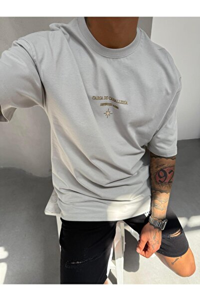 KağanKY Gray Oversize Printed T-Shirt
