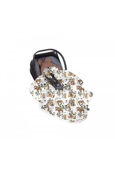 Babysteps by Urban Haul Universal blanket for car seat Cotton Velvet, Happy Bear Cappucino