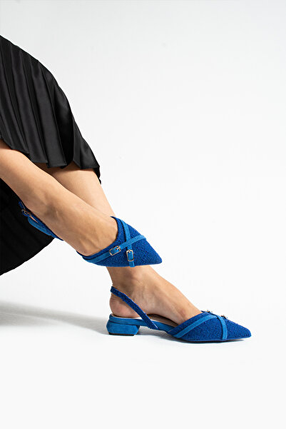 Güllü Shoes Icon of Elegance Women's Navy Blue Pointed Toe Heeled Ballerina Shoes