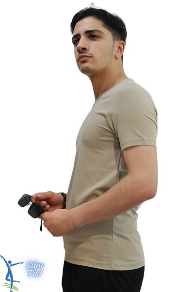 sermoda Men's Slim Fit V-Neck T-Shirt - Slim Fit Basic Casual T-Shirt Mink