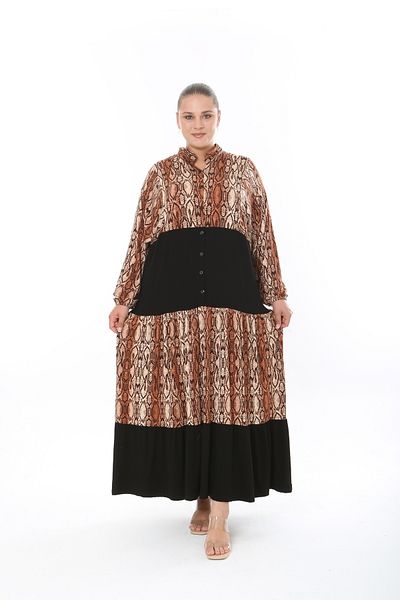 MODA LİZZA Women's Lycra Viscose Plus Size Dress