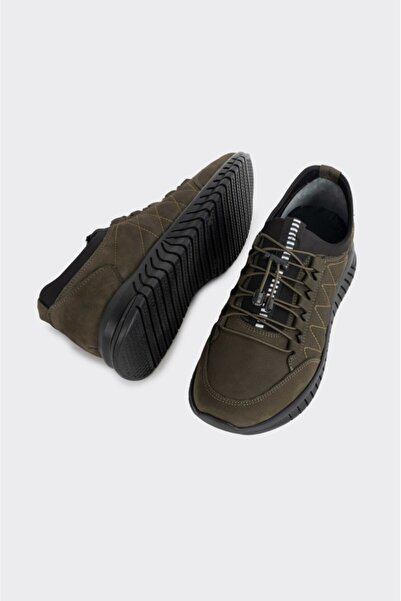 derinet Lastik Bağcıklı Hakiki Deri Casual Erkek Ayakkabı