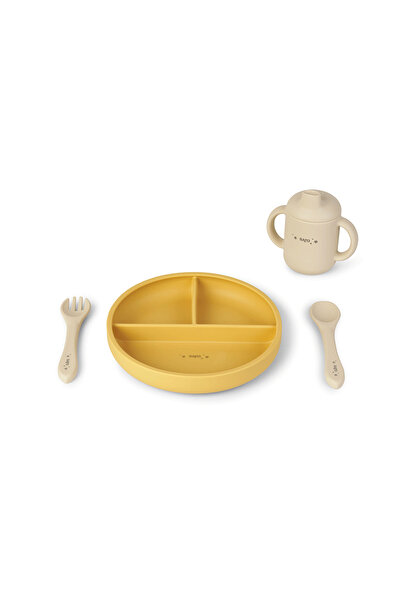 SARO BABY Set diversificare 4 piese silicon mustard