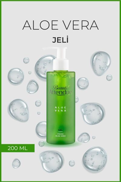 BEAUTE ATTENDUE Aloe Vera Jel 200 ml – Ferahlatıcı, Yatıştırıcı ve Nemlendirici Cilt Bakım Jeli