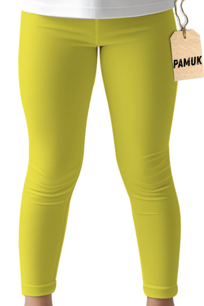 Dolce Destino Girls' Leggings - Yellow Cotton Lycra Seasonal Long Children's Leggings