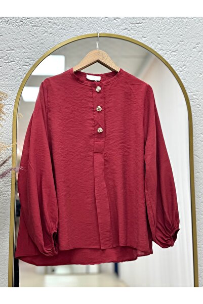 BENAHOLL Σετ παντελόνι Modal Cupra με μπροστινό κουμπί με μπαλόνια Loruna-NL520 Βουργουνδία