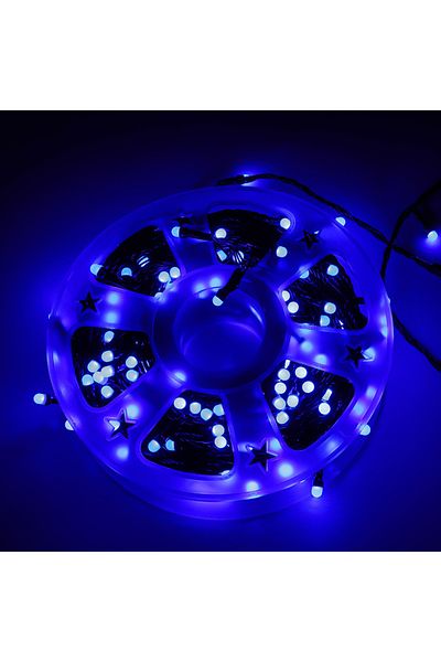 SDX Market Christmas Linear Installation with FLASH, 50 m, 300 LEDs, Blue, Black wire