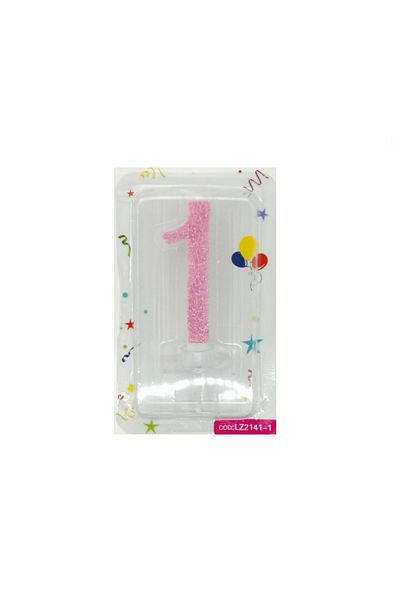 SDX Market Cake candle, number 1, Pink glitter