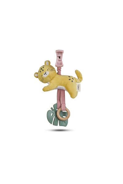 SARO BABY Plush rattle toy, silicone teether, paper rattle, Jungle Party Cheetah