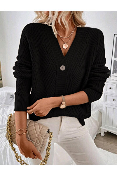 Bracha Baklava Patterned Buttoned Model Woven Detailed Long Sleeve Knitwear Cardigan