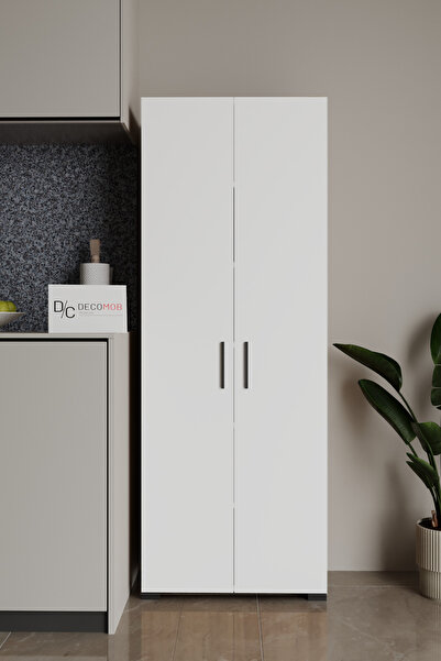 Decomob Nivora 2 Kapaklı Boy Dolabı 5 Raflı Erzak Dolabı Çok Amaçlı Dolap Ban...