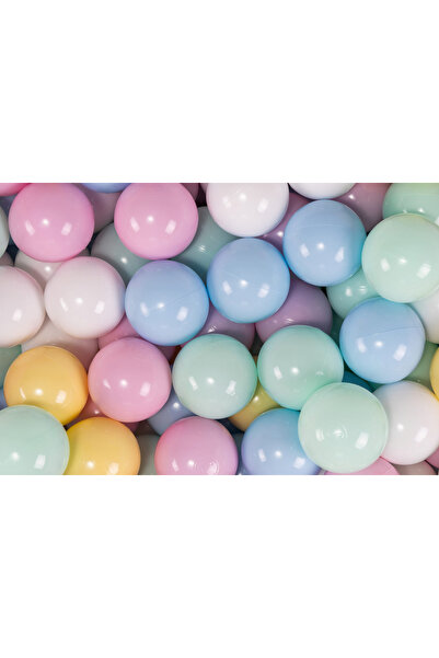Meowbaby Set bile joacă 200 buc 7cm baby blue, alb, mint, roz, galben