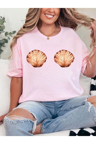 Sarah's Boutique Women's T-Shirt – 100% Cotton – BRA SEASHELLS