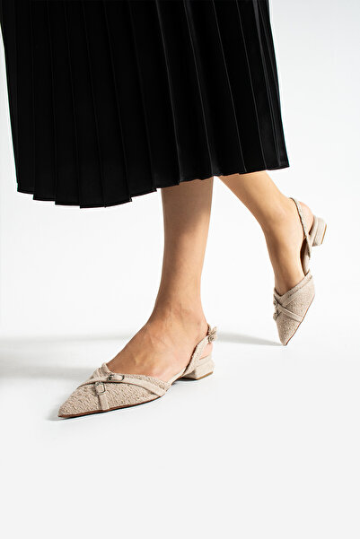 Güllü Shoes Γυναικεία μπαλαρίνα παπούτσια με μυτερό μπεζ τακούνι, εικονίδιο της κομψότητας