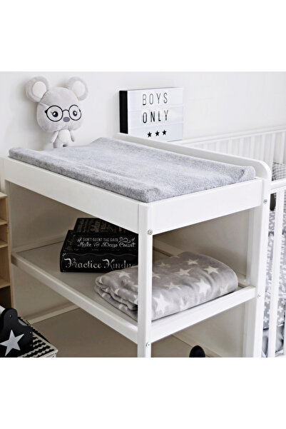 OEM Λευκό ξύλινο τραπέζι αλλαγής μωρού 76x44x86 εκ. με 2 ράφια + στρώμα Woodies
