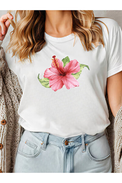 Sarah's Boutique Tricou de damă – 100% bumbac – FLOARE ROZ