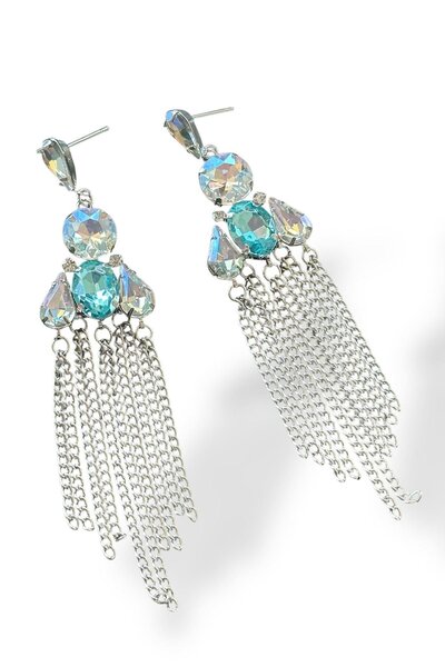 TAKIŞTIR Silver Color Stone Detailed Design Earrings (Pair)